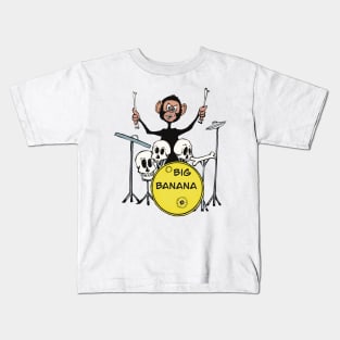 Chimp drumming in Big Banana Band-animals Kids T-Shirt